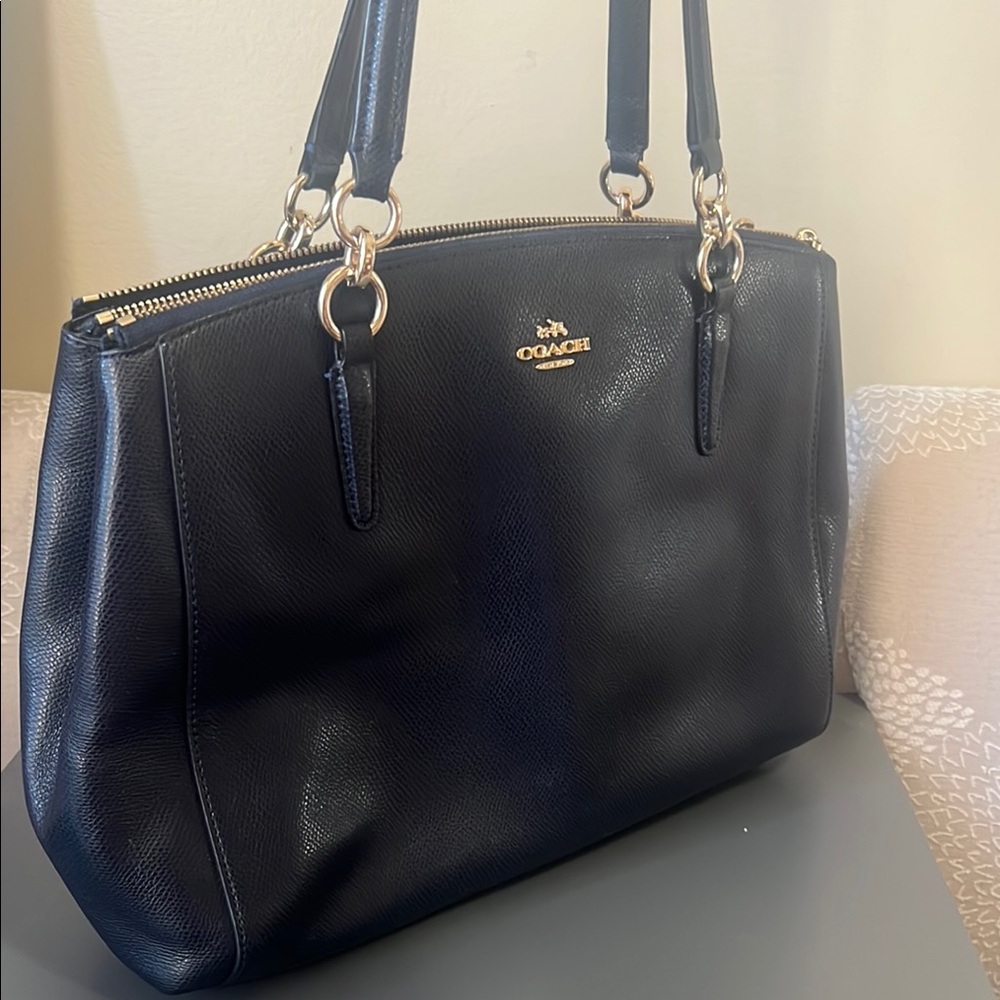 Coach Black Leather Tote Bag